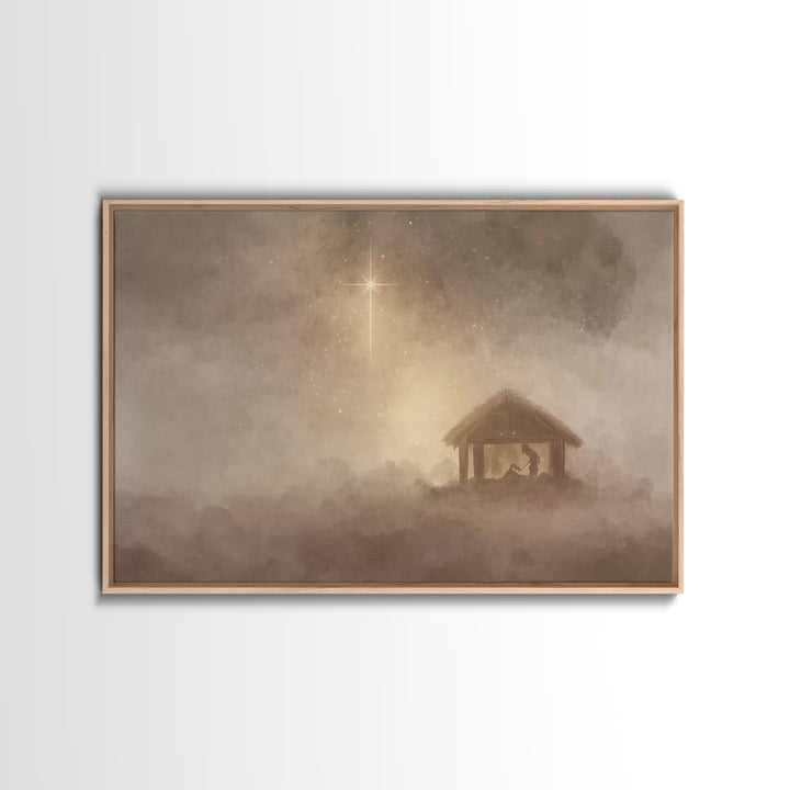 Silent Nativity – Framed Canvas Print – Christian Christmas Art – Christian Art Canvas – Christmas Wall Art – Christian Wall Art