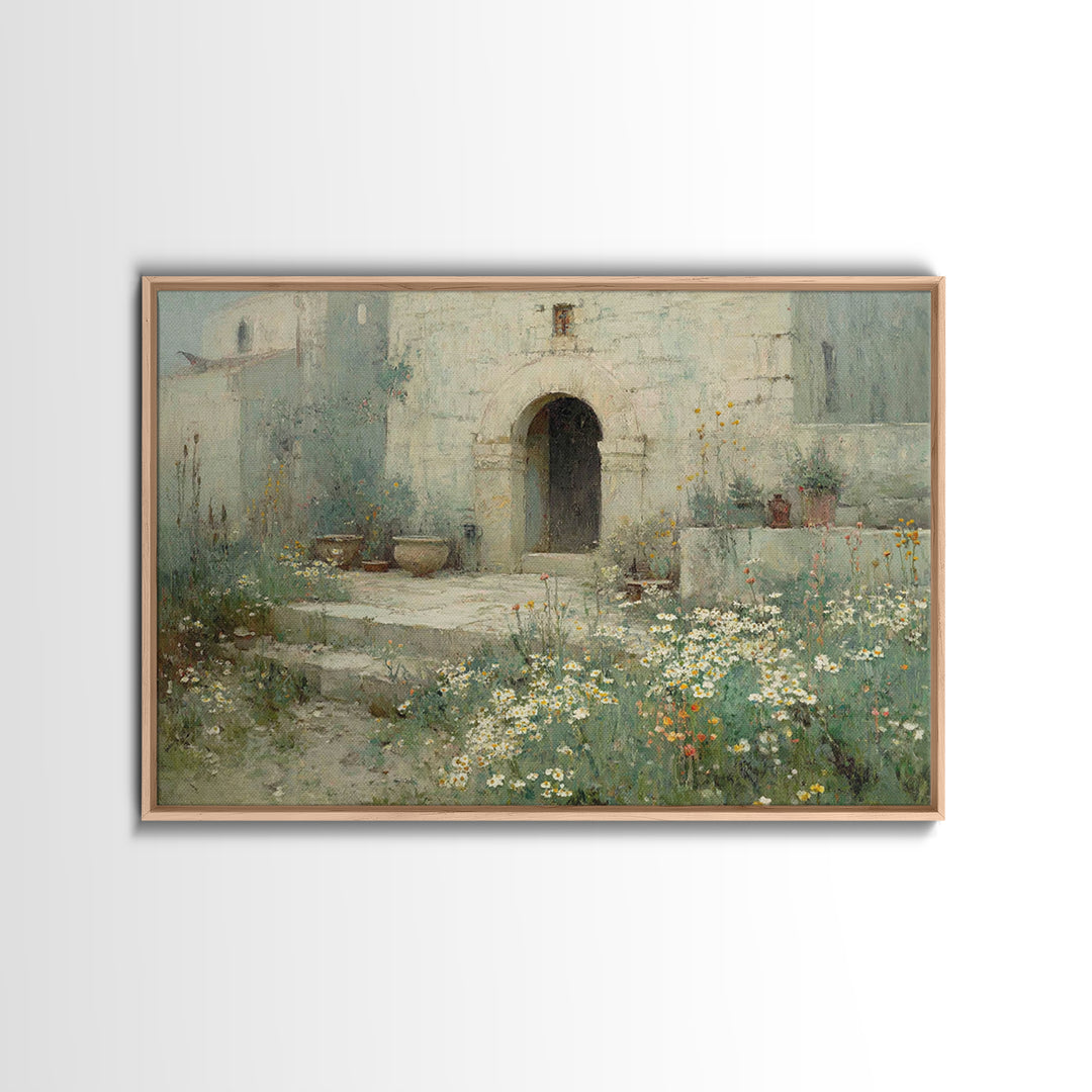 Ancient Sanctuary, Framed Canvas Print, Christian Wall Art, Christian Art Canvas, Vintage Christian Art, Christian Painting, Christian Deco
