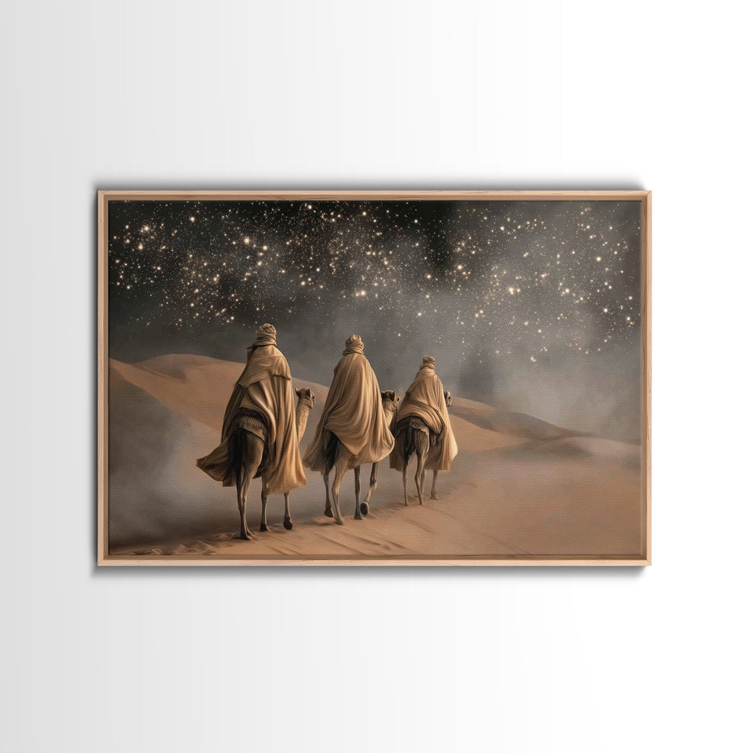 Night Of Wonder – Framed Canvas Print – Christian Art Canvas – Christian Christmas Art – Christian Wall Art – Christmas Art Work – Moody Ch