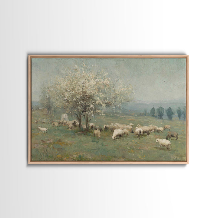 Springtime Shepherd Joy | Framed Canvas Print | Christian Art Canvas | Christian Wall Art | Vintage Christian Art | Christian Gift Ideas |