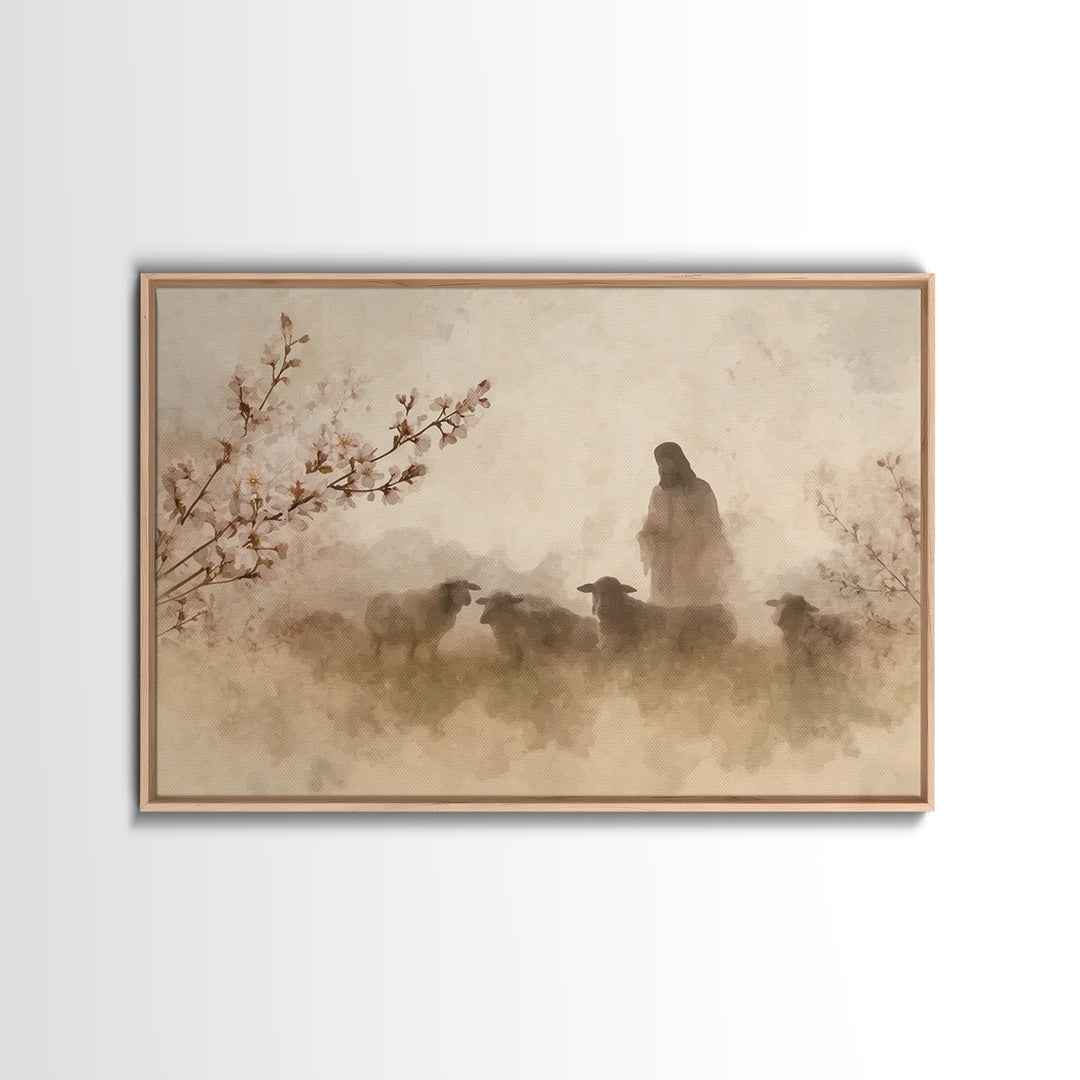 Guardian Of The Flock – Framed Canvas Print – Christian Art Canvas – Christian Wall Art – Christian Painting – Modern Christian Art – Chris