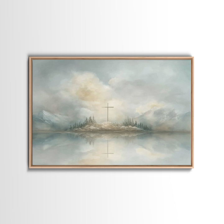 Misty Faith Chapel | Framed Canvas Print | Christian Wall Art | Subtle Christian Art | Vintage Christian Art | Christmas Art Prints | Chris