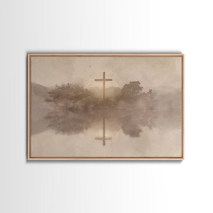 Cross Of Serenity – Framed Canvas Print – Christian Wall Art – Christian Art Canvas – Minimalist Christian Art – Christian Gift – Christmas