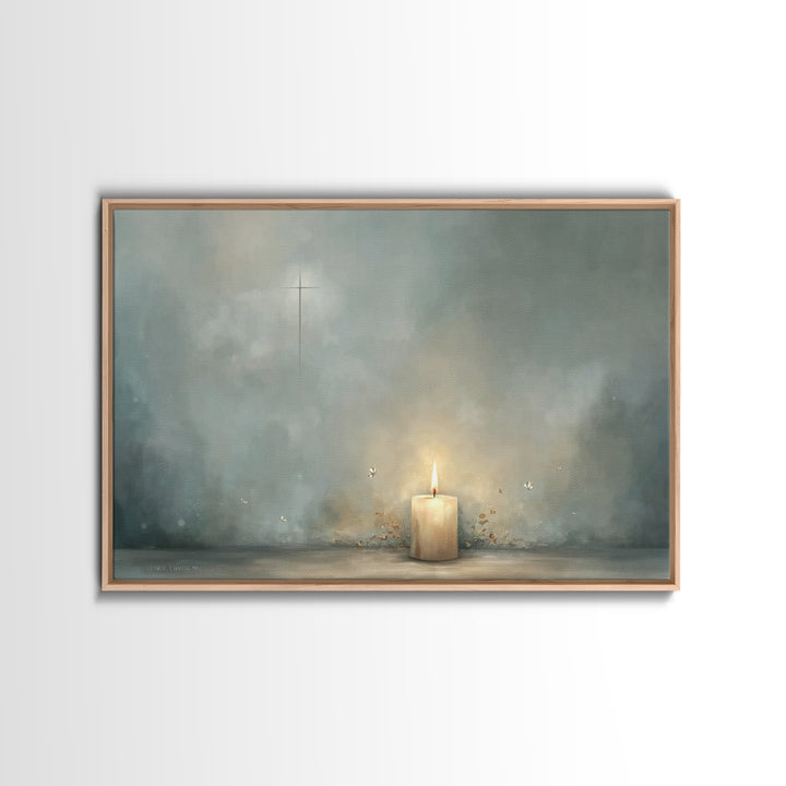 Candle Of Peace – Framed Canvas Print – Christian Wall Art – Christian Art Canvas – Minimalist Christian Art – Christian Decor