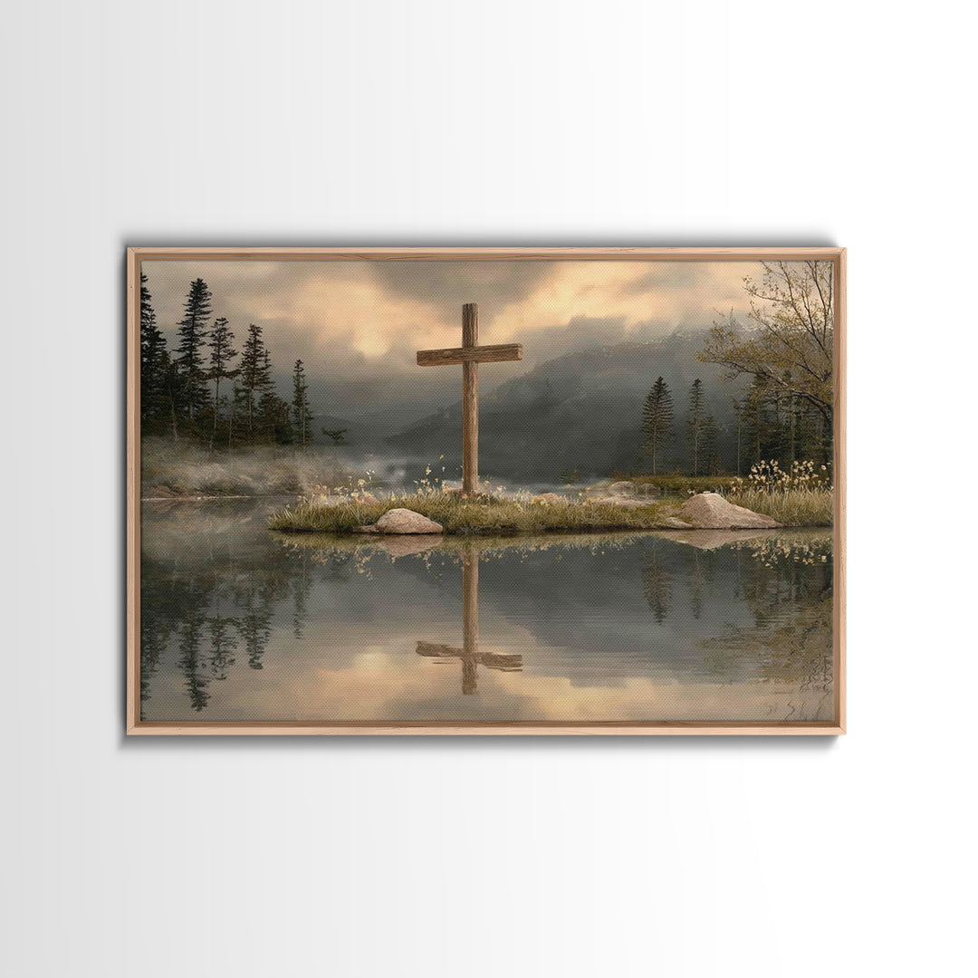 Reflection Of Hope, Framed Canvas Print, Christian Wall Art, Modern Christian Art, Christian Art Painting, Christian Christmas Art, Christi