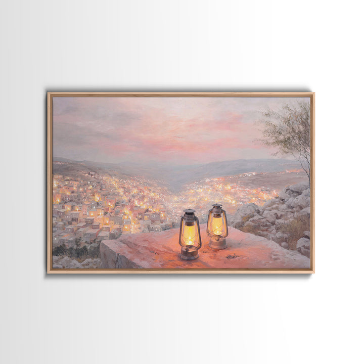 Hillside Glow – Framed Canvas Print – Christian Wall Art – Christmas Art – Christian Art Canvas – Christian Gift – Modern Christian Paintin