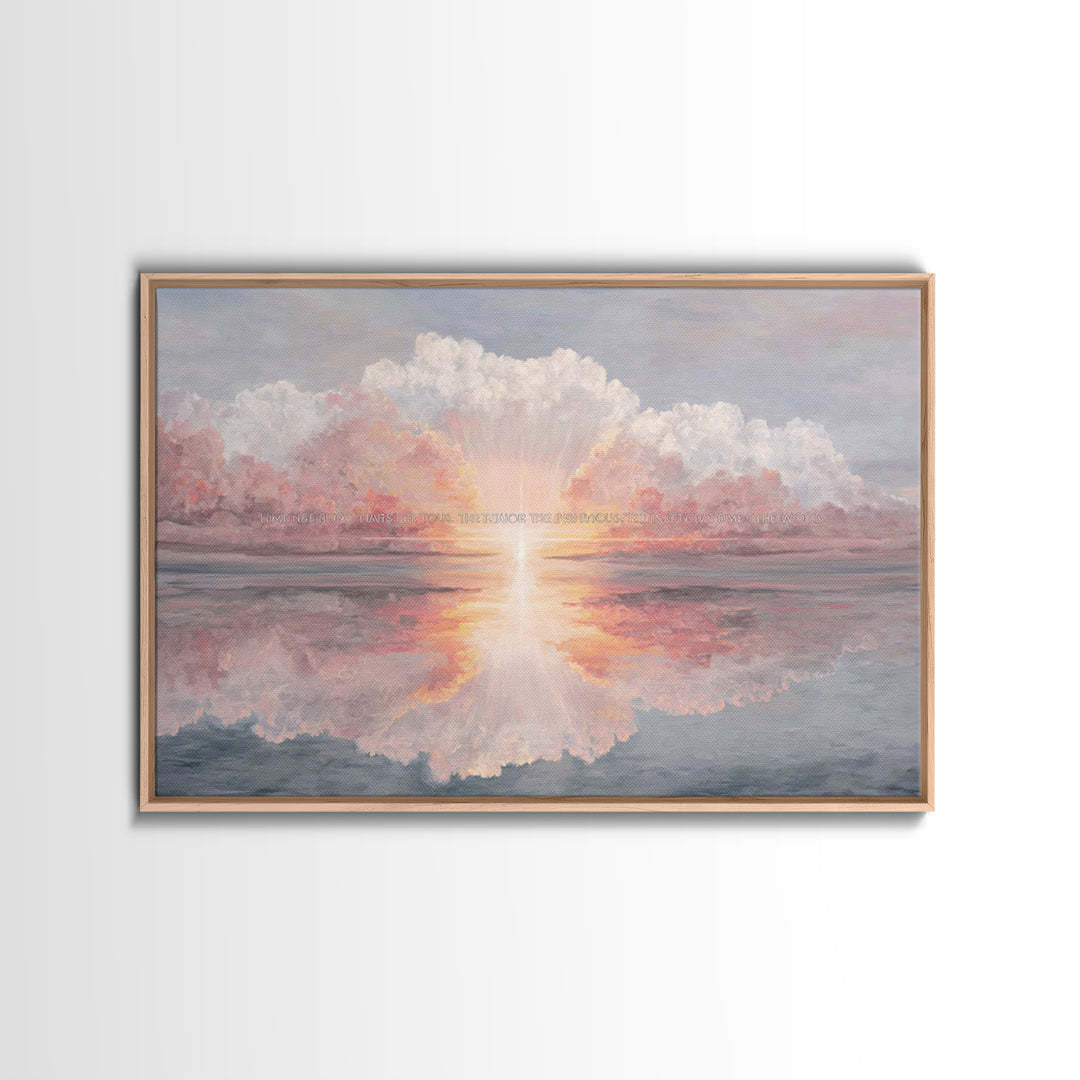 Heavenly Dawn Radiance, Framed Canvas Print, Christian Wall Art, Christian Art Canvas, Modern Christian Art, Christian Gift Ideas, Christma