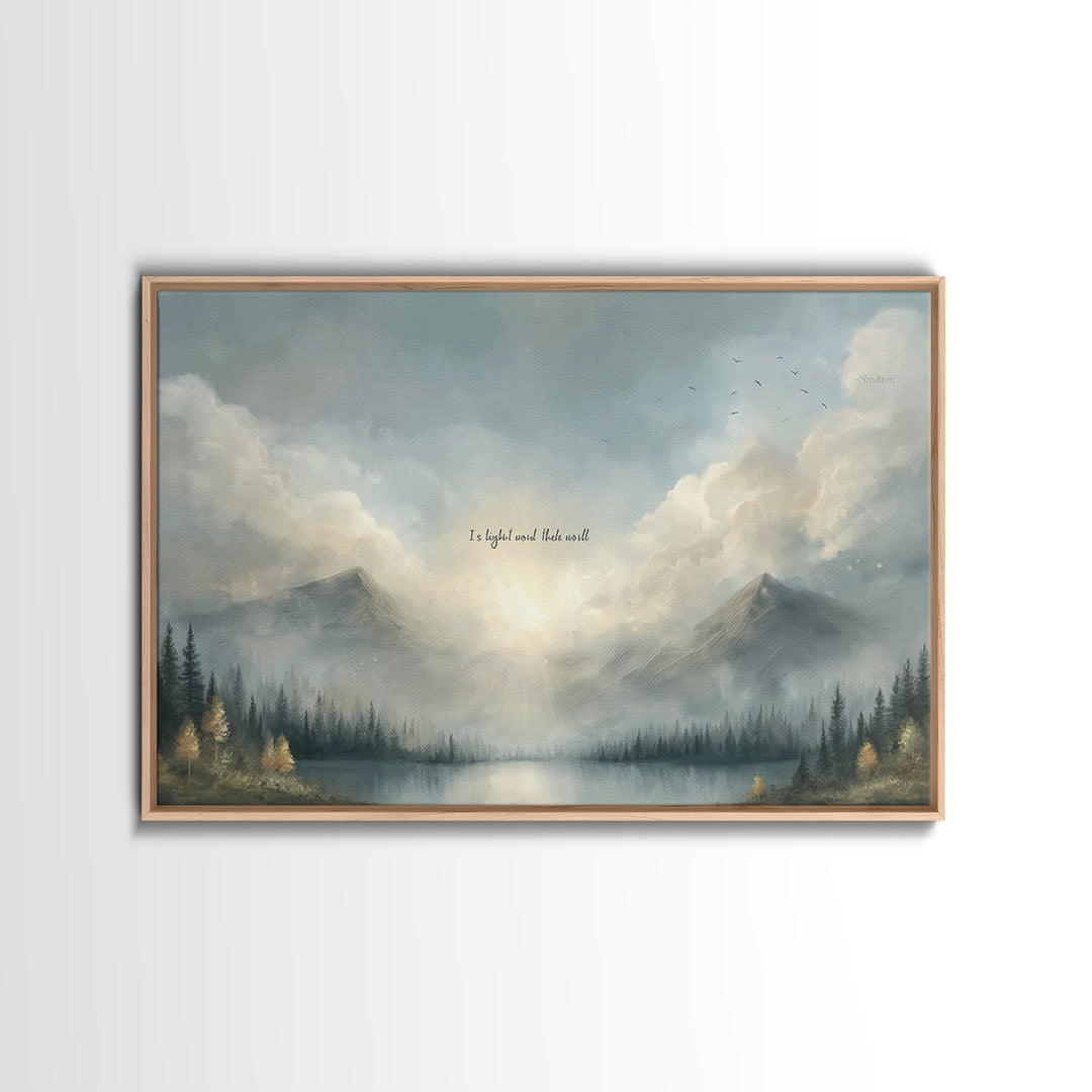 Sacred Mountain Peace – Framed Canvas Print – Christian Wall Art – Christian Art Canvas – Minimalist Christian Art – Christian Decor – Chri