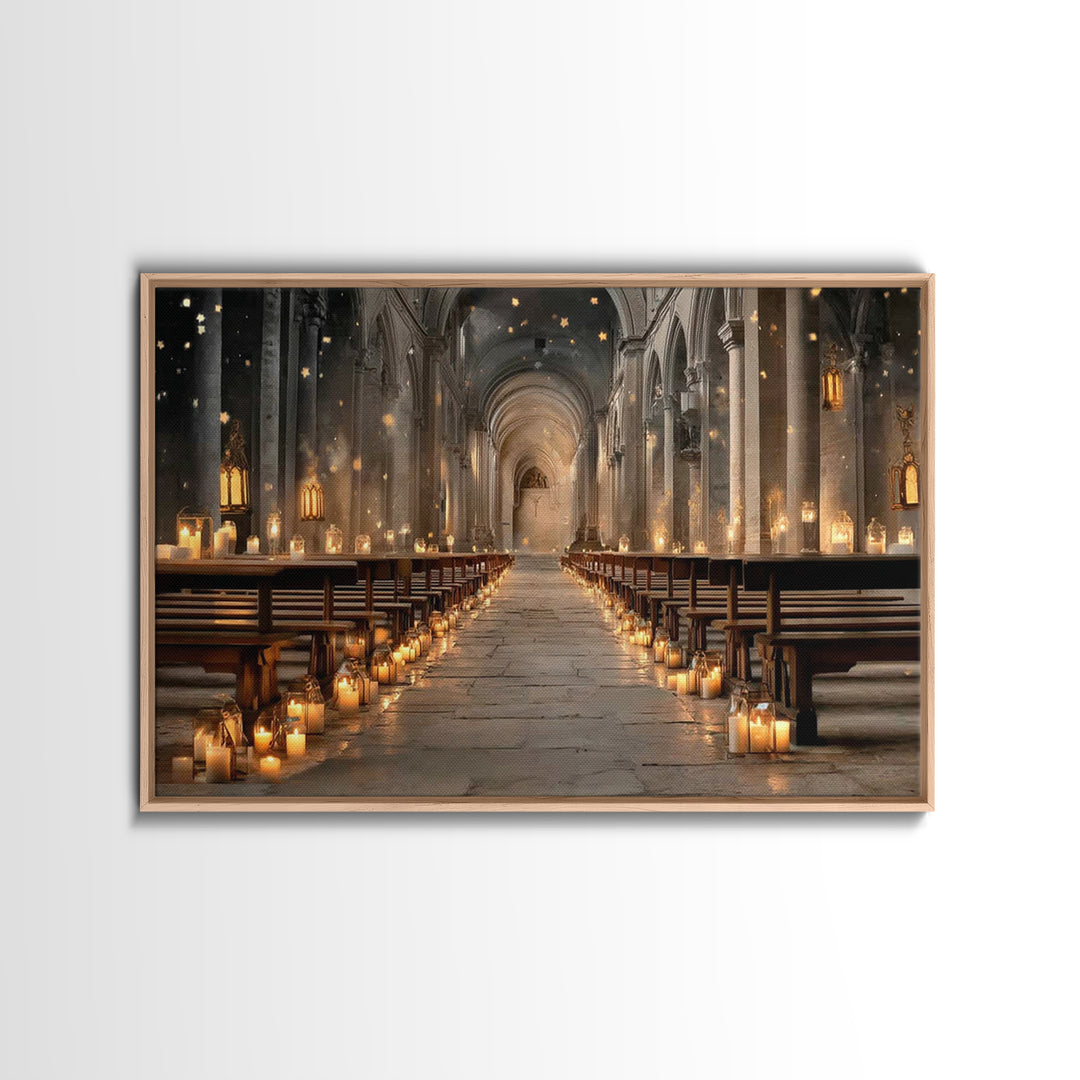 Midnight Chapel Light | Framed Canvas Print | Christian Wall Art | Christian Art Canvas | Moody Christian Art | Christian Gift Ideas | Chri