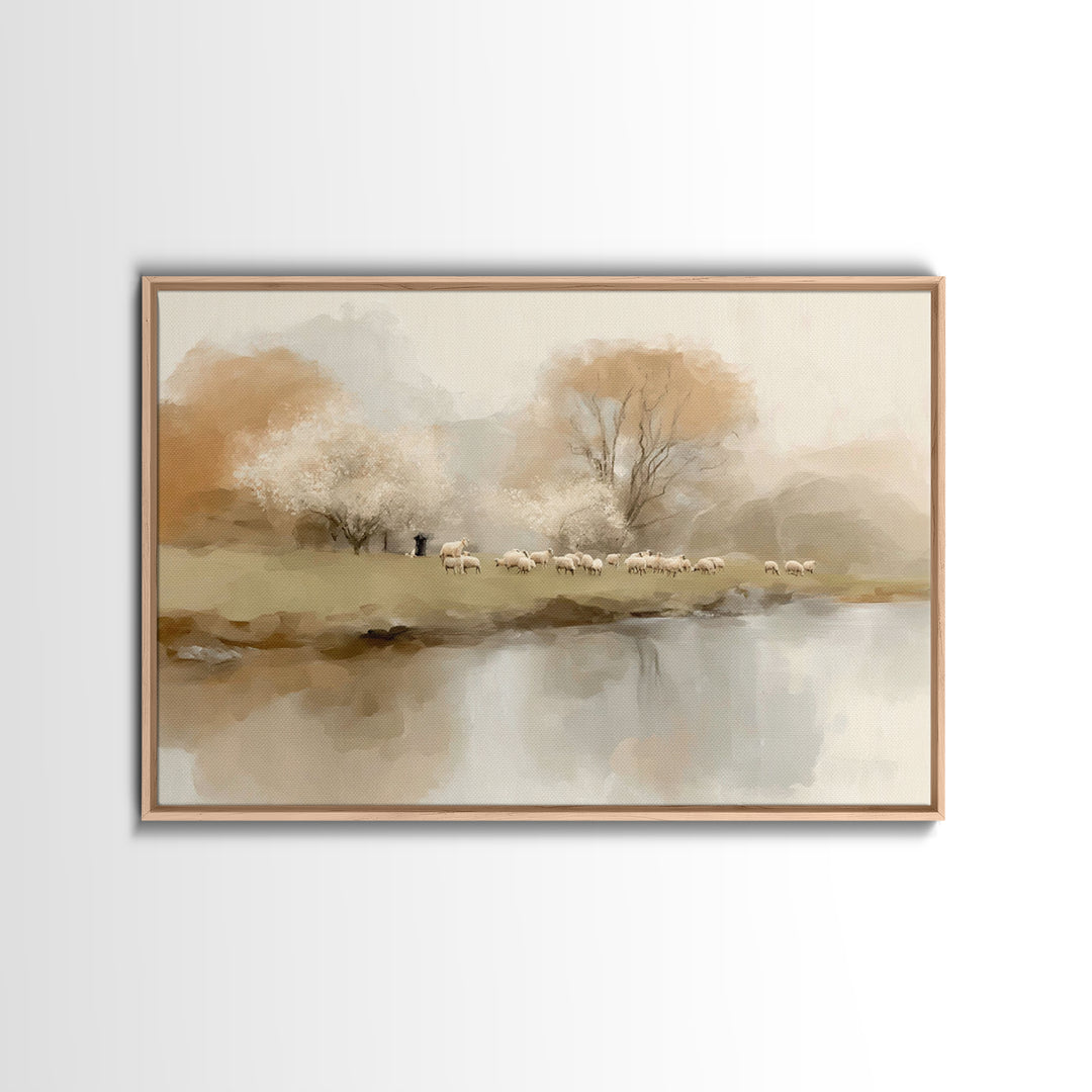 Shepherds In Bloom | Framed Canvas Print | Christian Wall Art | Christian Art Canvas | Pastoral Scenery | Christian Art Prints | Christian