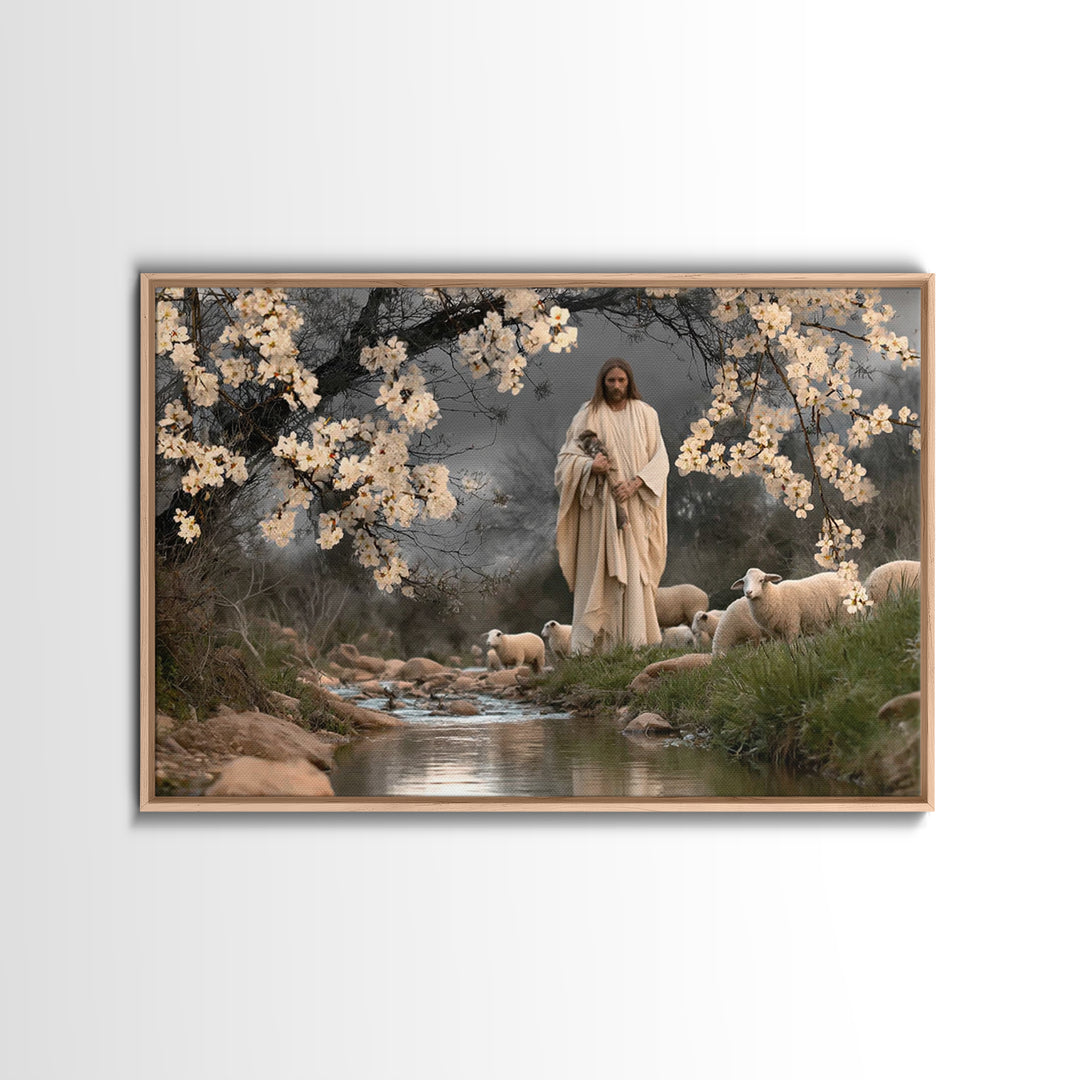 The Good Shepherd – Framed Canvas Print – Jesus Painting – Christian Wall Art – Christian Art Canvas – Christian Gift Ideas – Christian Dec