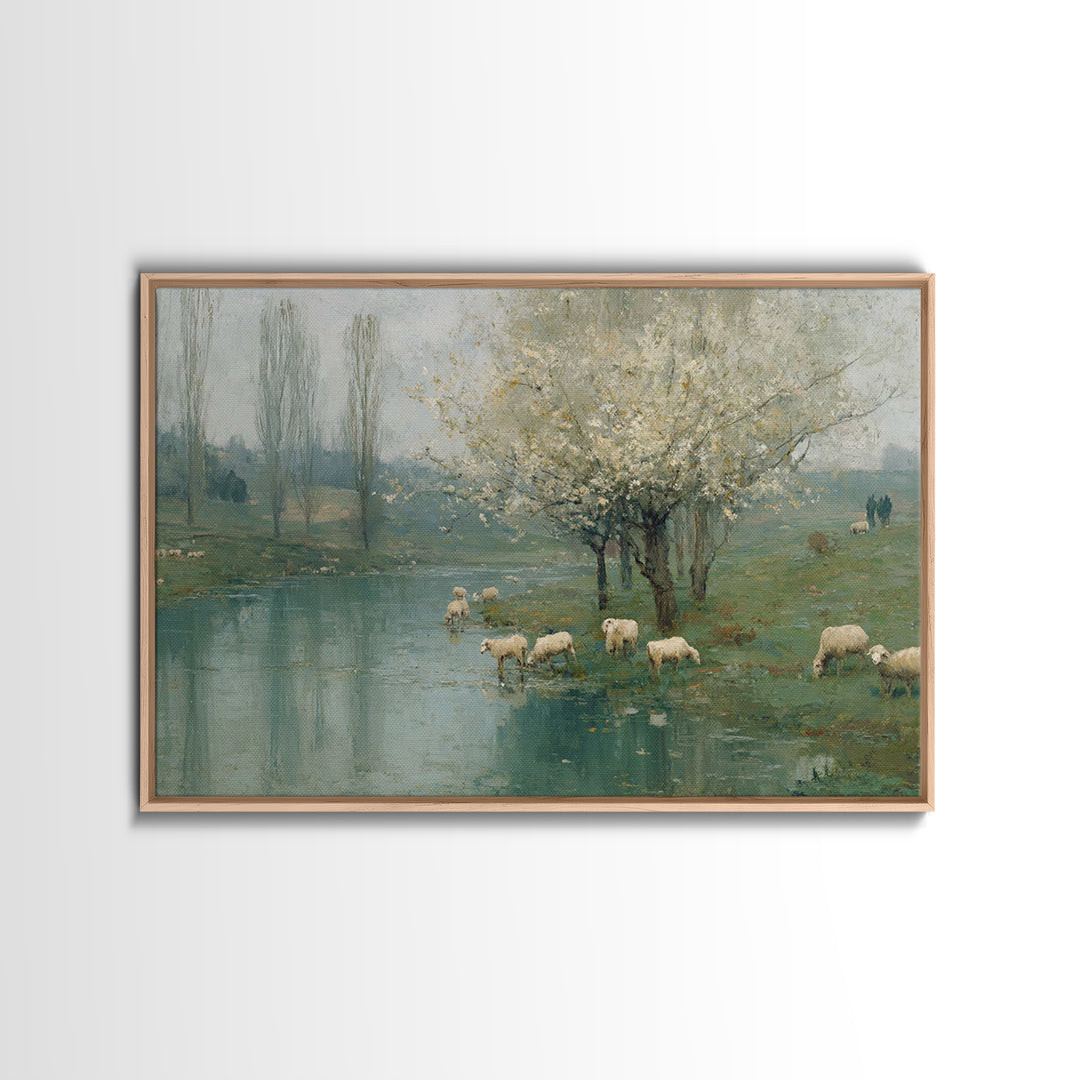 Still Waters Grace, Framed Canvas Print, Christian Wall Art, Christian Art Canvas, Vintage Christian Art, Christian Painting, Christian Gif