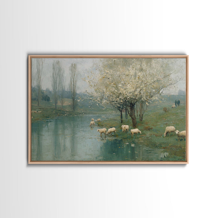 Still Waters Grace, Framed Canvas Print, Christian Wall Art, Christian Art Canvas, Vintage Christian Art, Christian Painting, Christian Gif