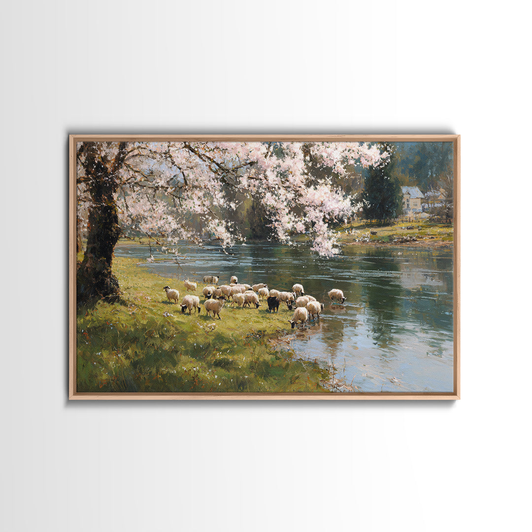 Spring Shepherd Light | Framed Canvas Print | Christian Wall Art | Christian Art Canvas | Pastoral Scenery | Christian Art Work | Christian