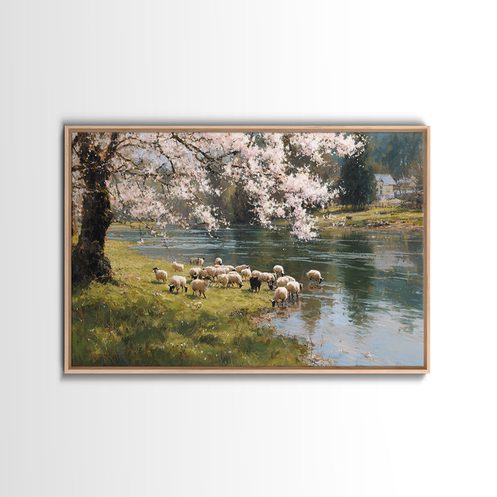 Spring Shepherd Light | Framed Canvas Print | Christian Wall Art | Christian Art Canvas | Pastoral Scenery | Christian Art Work | Christian