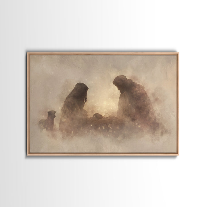 Holy Night Grace – Framed Canvas Print – Christian Wall Art – Jesus Painting – Christian Christmas Art – Christian Art Canvas – Jesus Art