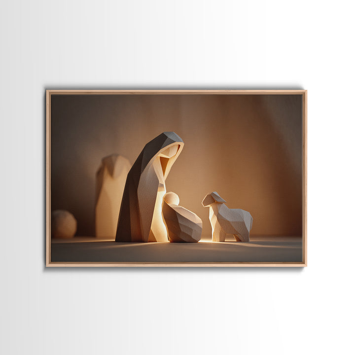 Gentle Nativity Sky | Framed Canvas Print | Christian Wall Art | Christian Christmas Art | Jesus Painting | Christmas Art Prints | Christia