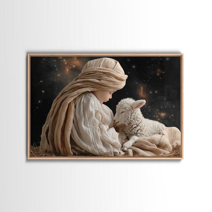 Blessed Dawn Family, Framed Canvas Print, Christian Christmas Art, Christian Art Canvas, Jesus Painting, Christian Wall Art, Christmas Art