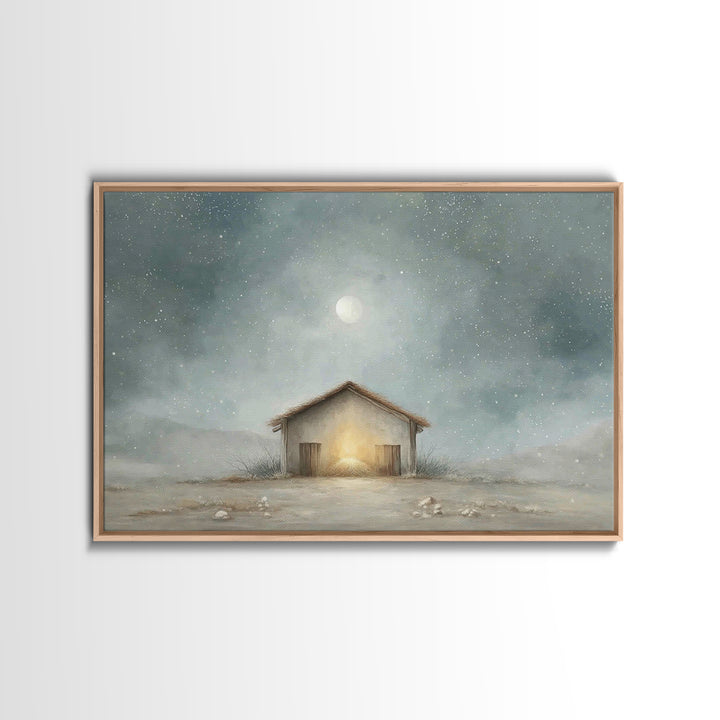 Guiding Star Stable – Framed Canvas Print – Christian Art Canvas – Christian Wall Art – Christmas Art Prints – Jesus Painting – Christian C