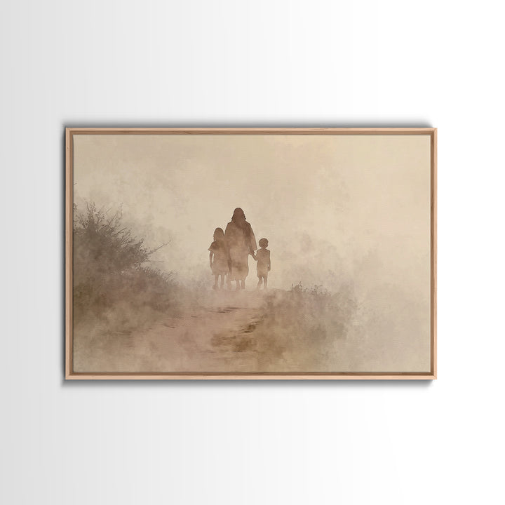Guiding Steps Home – Framed Canvas Print – Christian Art Canvas – Christian Wall Art – Jesus Painting – Christian Art Prints – Christian Gi