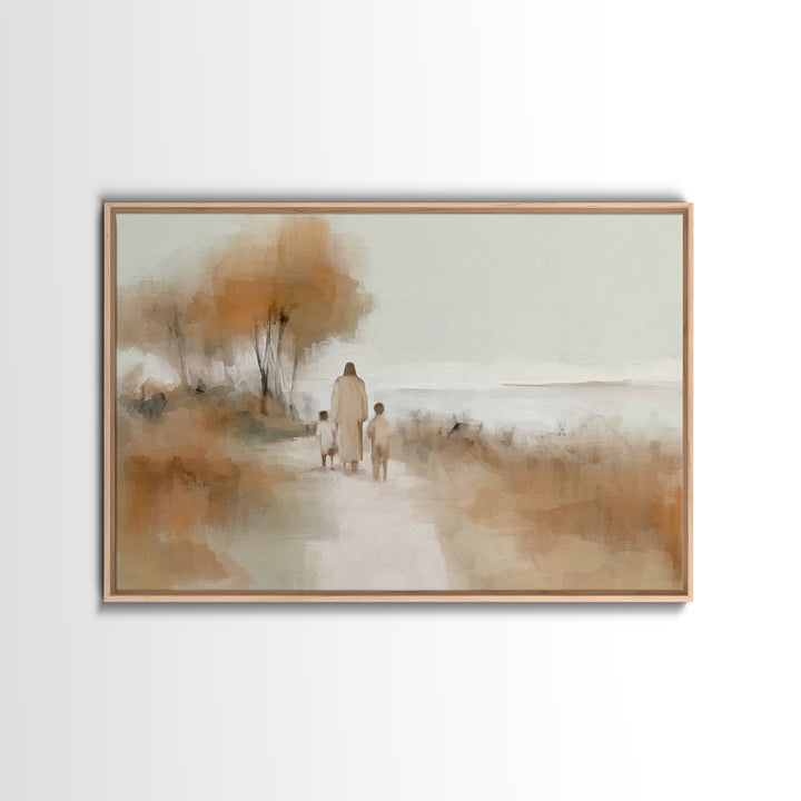 Autumn Walk Grace | Framed Canvas Print | Christian Art Canvas | Christian Wall Art | Jesus Painting | Christian Gift Ideas | Christian Art