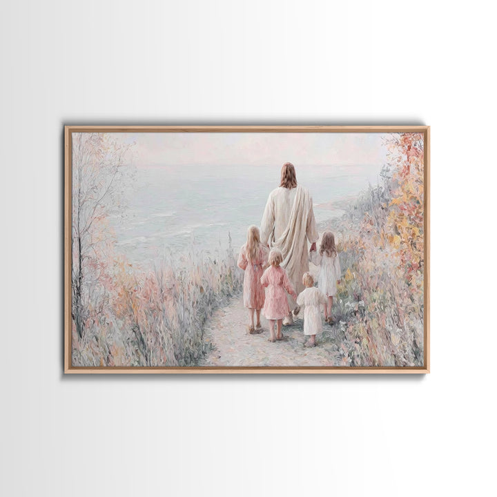 Walking In His Light, Framed Canvas Print, Christian Art Prints, Jesus Painting, Christian Wall Art, Christian Art Canvas, Christian Gift I