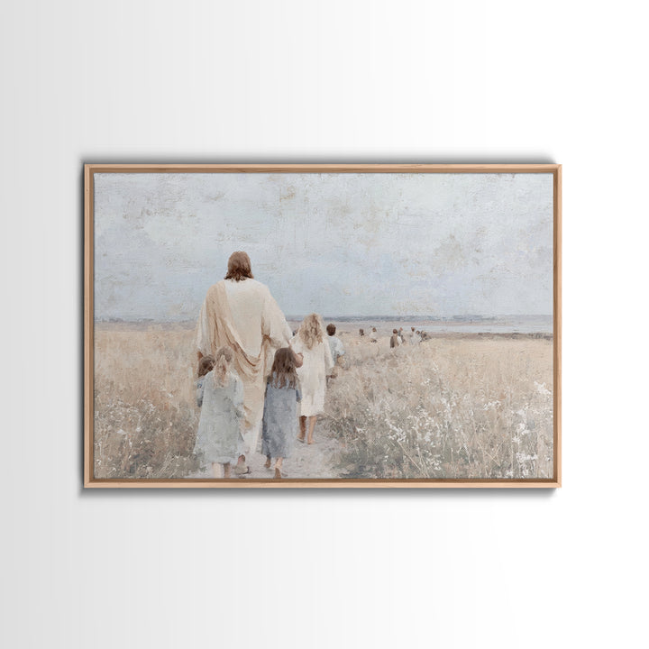 Fields Of Hope – Framed Canvas Print – Christian Art Canvas – Large Jesus Painting – Christian Wall Art – Christian Gift – Vintage Christia