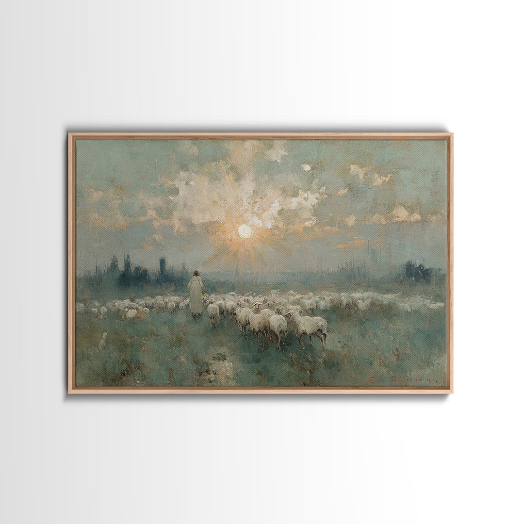 Rising Light – Framed Canvas Print – Christian Art Canvas – Christian Wall Art – Jesus Painting – Large Christian Art – Christian Christmas