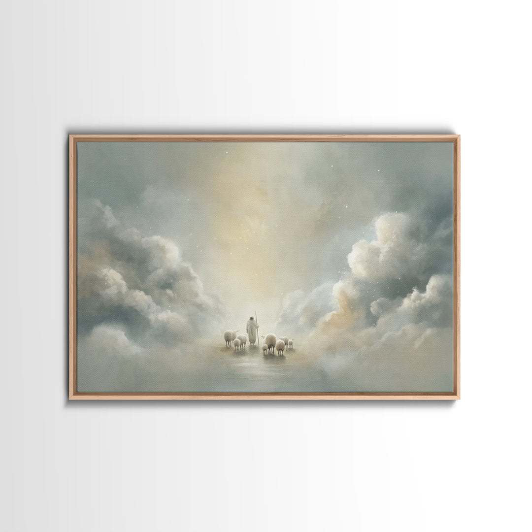Cloudborne Peace – Framed Canvas Print – Minimalist Christian Art – Christian Art Canvas – Christian Wall Art – Subtle Christian Art – Chri
