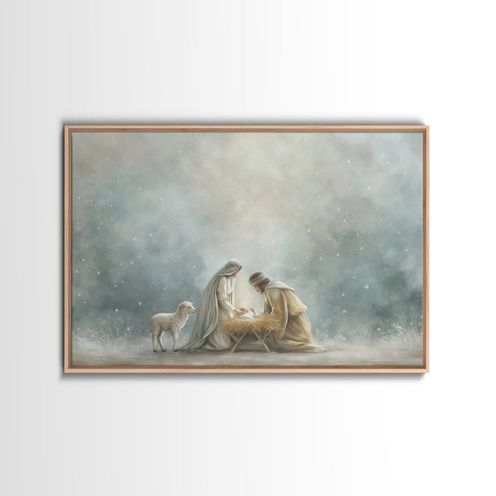 Innocent Faith – Framed Canvas Print – Christian Art Canvas – Jesus Painting – Christian Decor – Christian Christmas Art – Christmas Wall A
