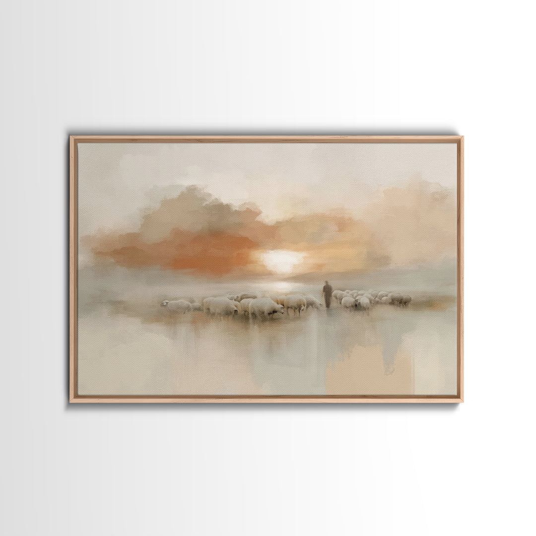 Pastoral Ember – Framed Canvas Print – Christian Wall Art – Christian Art Canvas – Jesus Painting – Subtle Christian Art – Christian Home D