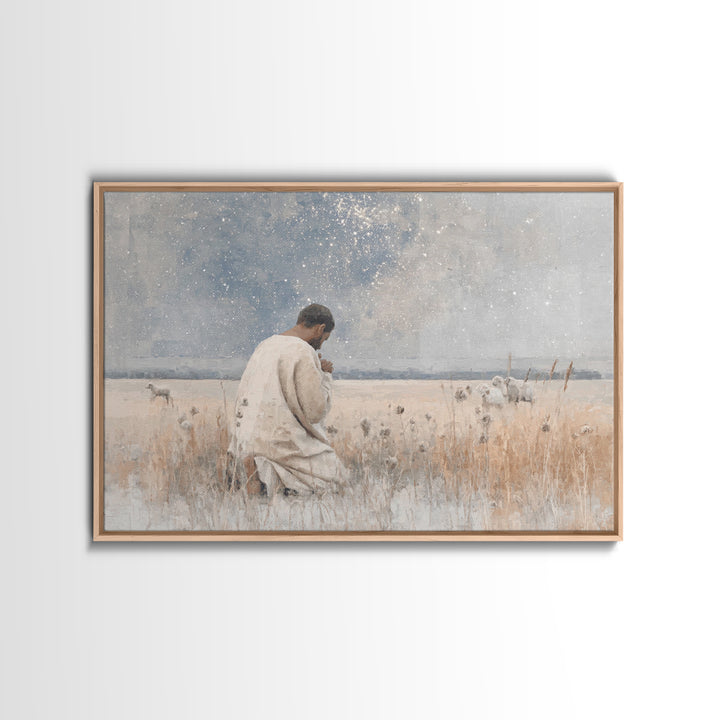 Night Of Prayer – Framed Canvas Print – Christian Wall Art – Jesus Painting – Christian Art Canvas – Vintage Christian Art – Christian Gift