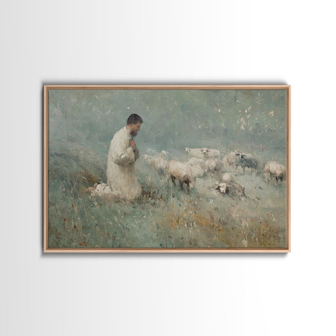 Meadow Prayer – Framed Canvas Print – Christian Art Canvas – Christian Wall Art – Subtle Christian Art – Christian Painting – Christian Gif
