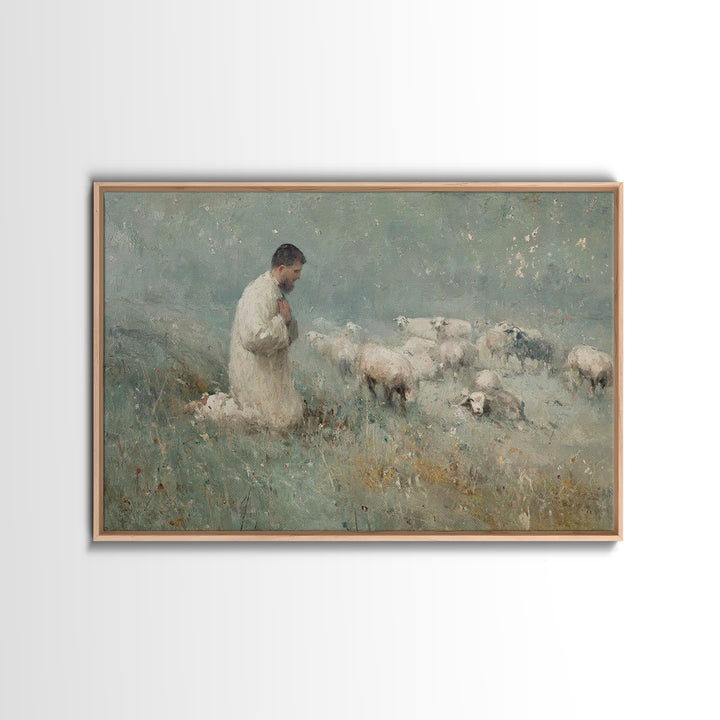 Meadow Prayer – Framed Canvas Print – Christian Art Canvas – Christian Wall Art – Subtle Christian Art – Christian Painting – Christian Gif