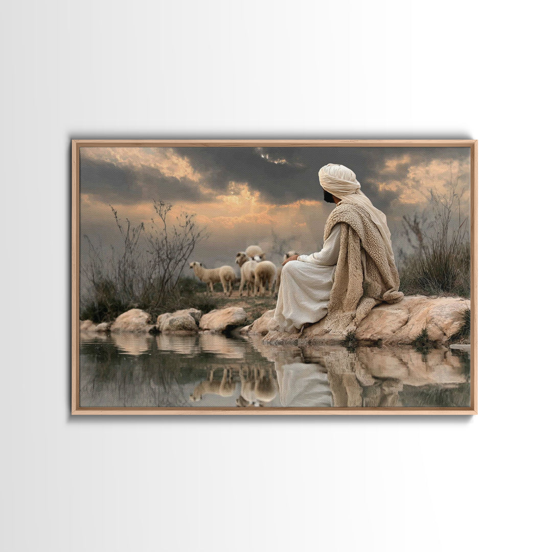 Still Waters Light – Framed Canvas Print – Christian Art Canvas – Christian Wall Art – Christian Painting – Modern Christian Art – Christia