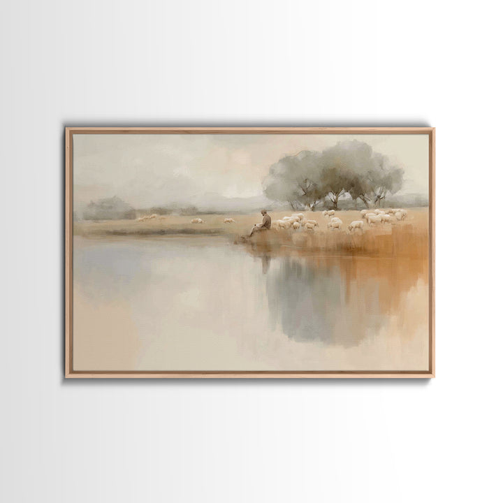 Still Waters Calling, Framed Canvas Print, Christian Wall Art, Christian Art Canvas, Christian Christmas Art, Modern Christian Art, Jesus P