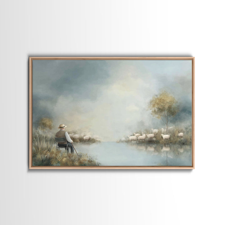 Quiet Meadow Watch – Framed Canvas Print – Christian Art Canvas – Christian Wall Art – Christian Gift Ideas – Christmas Art – Jesus Paintin