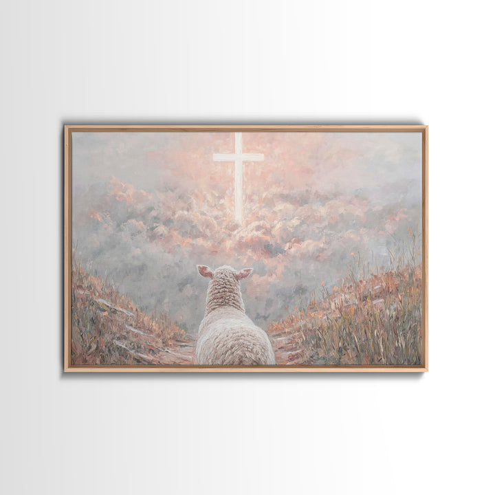 Heaven’s Guiding Cross – Framed Canvas Print – Christian Wall Art – Christian Art Canvas – Christian Christmas Art – Jesus Painting – Chris