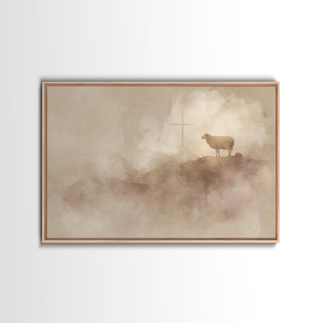 Lone Hill Faith | Framed Canvas Print | Christian Art Canvas | Christian Wall Art | Christian Christmas Art | Subtle Christian Art | Christ
