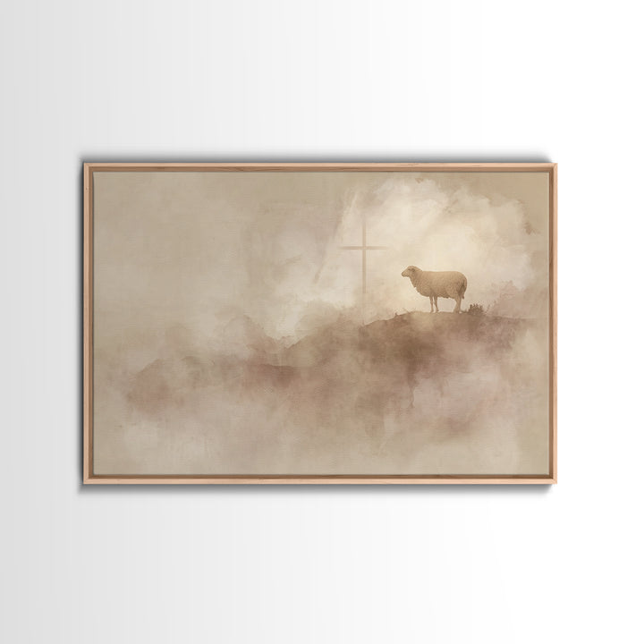 Lone Hill Faith | Framed Canvas Print | Christian Art Canvas | Christian Wall Art | Christian Christmas Art | Subtle Christian Art | Christ