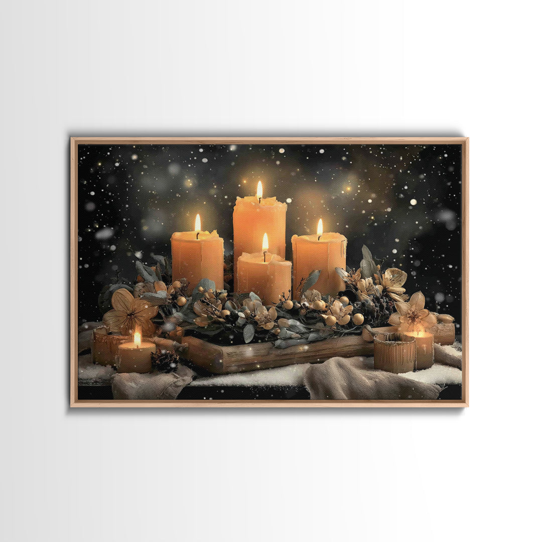 Winter Vigil | Framed Canvas Print | Christmas Wall Art | Christian Art Print | Moody Christmas Art | Christian Christmas Decor | Christian