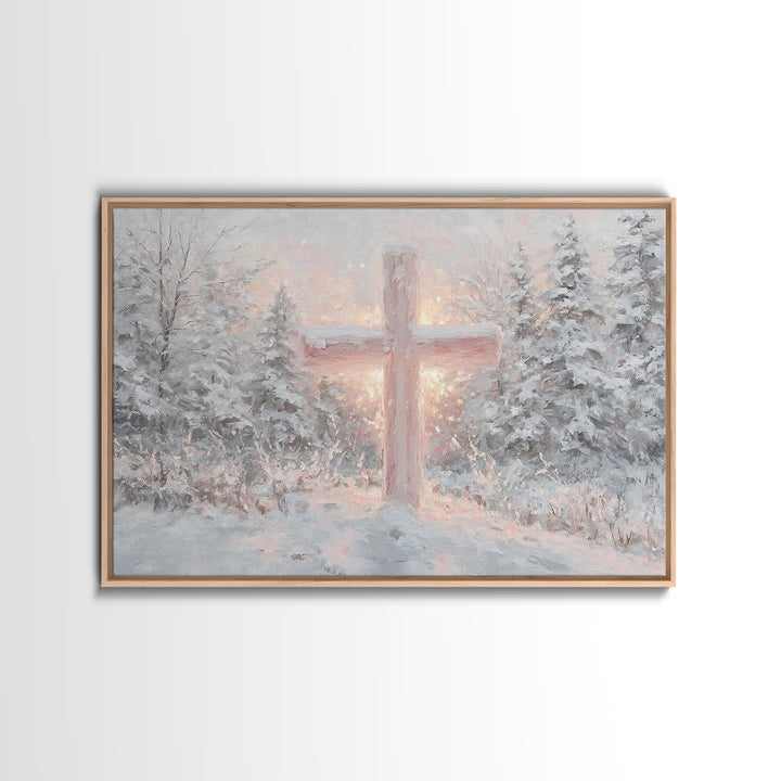 Snowlit Savior Light, Framed Canvas Print, Christian Art Canvas, Christian Christmas Art, Christian Wall Art, Christian Gift Ideas, Modern