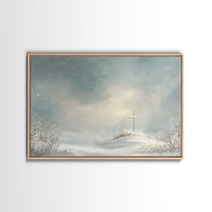 Peaceful Winter Hill | Framed Canvas Print | Christian Wall Art | Christian Art Canvas | Subtle Christian Art | Christian Gift Ideas | Chri
