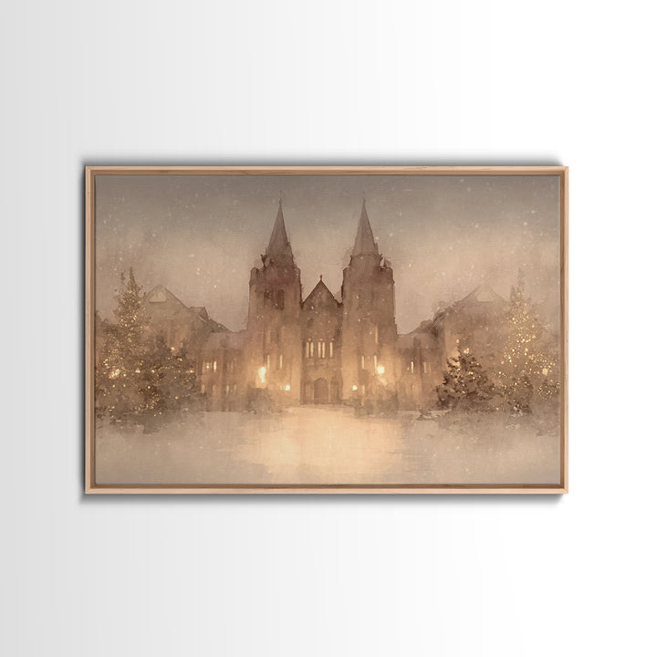 Cathedral Christmas Glow | Framed Canvas Print | Christmas Wall Art | Christian Christmas Art | Christian Art Canvas | Framed Christmas Art