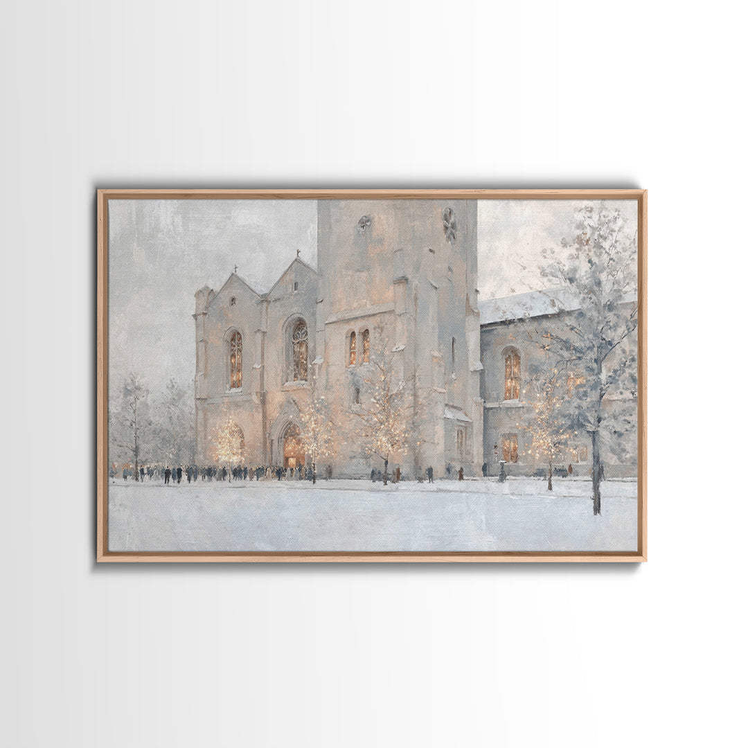 Evening Mass Arrival – Framed Canvas Print – Christmas Wall Art – Christian Art Canvas – Christian Christmas Art – Framed Christmas Art – C