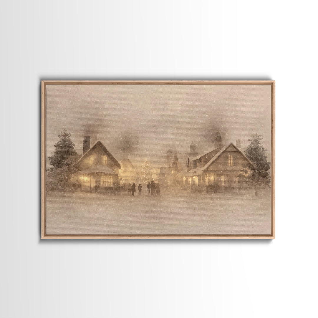 Village Noel Peace | Framed Canvas Print | Christmas Wall Art | Framed Christmas Art | Christian Christmas Art | Christmas Art Prints | Chr