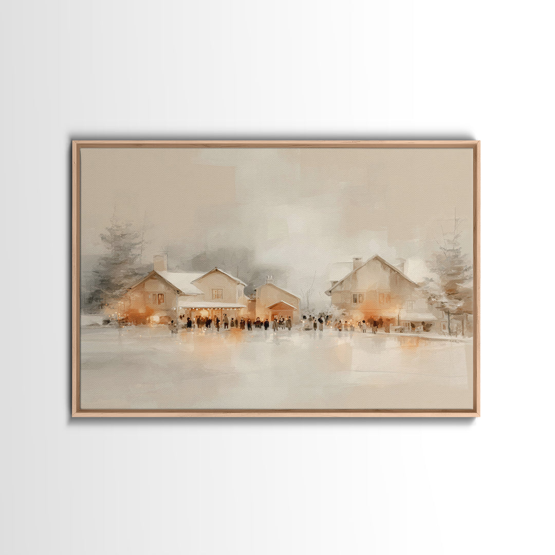 Festive Hearth Lane, Framed Canvas Print, Christmas Wall Art, Framed Christmas Art, Christian Christmas Art, Christmas Art Prints, Christia