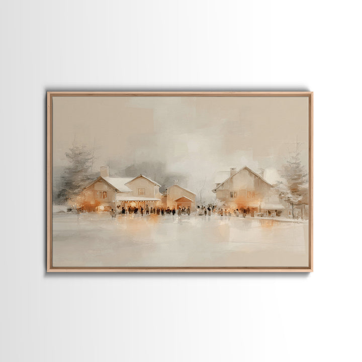 Festive Hearth Lane, Framed Canvas Print, Christmas Wall Art, Framed Christmas Art, Christian Christmas Art, Christmas Art Prints, Christia