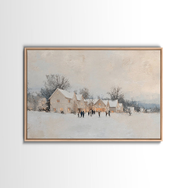Snowy Village Cheer – Framed Canvas Print – Christian Christmas Art – Christmas Wall Art – Christmas Art Prints – Framed Christmas Art – Ch