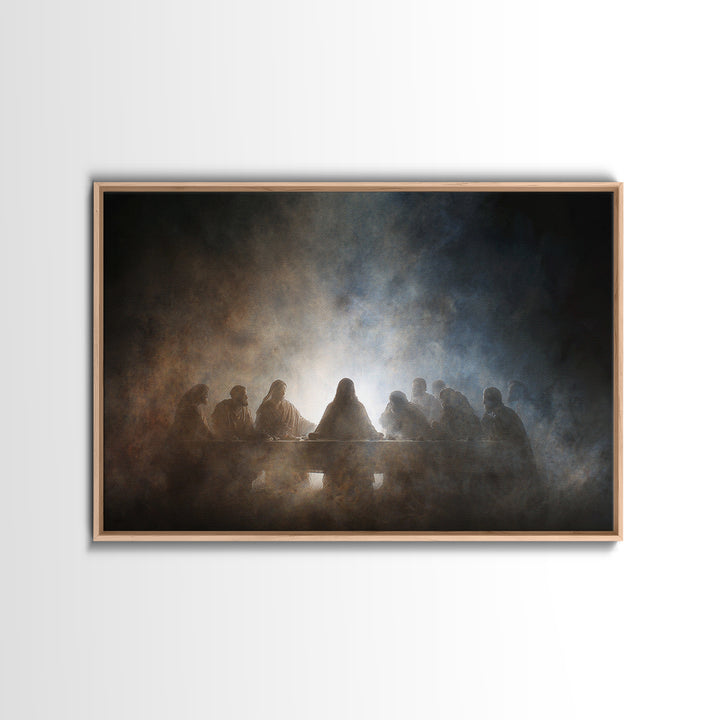 Heavenly Supper Light – Framed Canvas Print – Christian Wall Art – Jesus Painting – Christian Art Canvas – Christian Christmas Art
